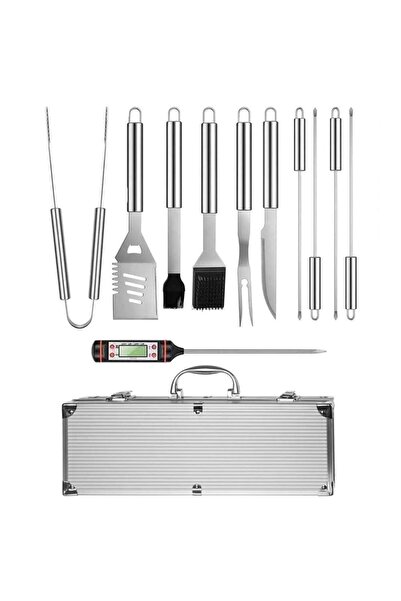 Onuvio Set de 11 ustensile de grătar din oțel inoxidabil, geantă de transport...