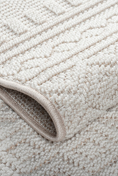 Estiva Home Krem Yumuşak Dokulu Bukle Halı Kilim Salon Mutfak Koridor Yolluk Dokuma Makine Halısı