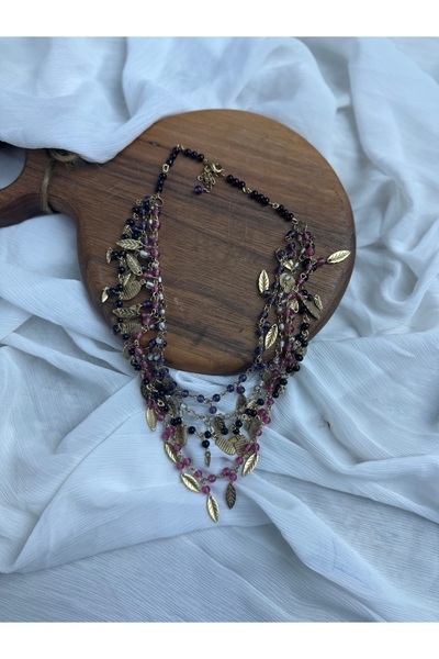 SEDEF TAKI Yaprak Charmlı Vintage sarmal kolye