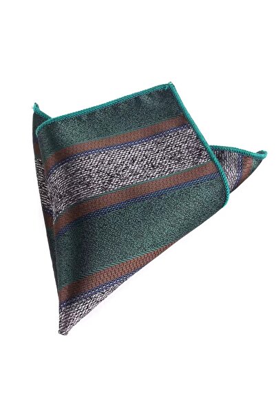 KESNUP Men's suit jacket pocket square, striped pattern, Green / Brown / Navy / Grey
