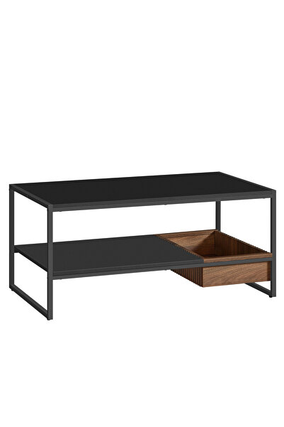 VASAGLE Masă de cafea cu sertar și raft inferior, cadru din oțel, 100x55x45 c...