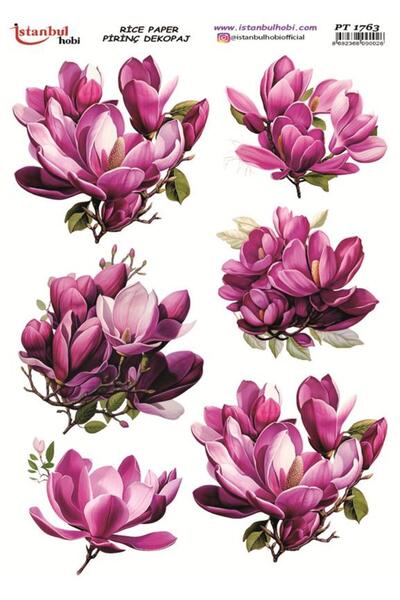 İstanbul Hobi Pirinç Dekopaj Kağıdı 30x42cm PT-1763 Çiçekler