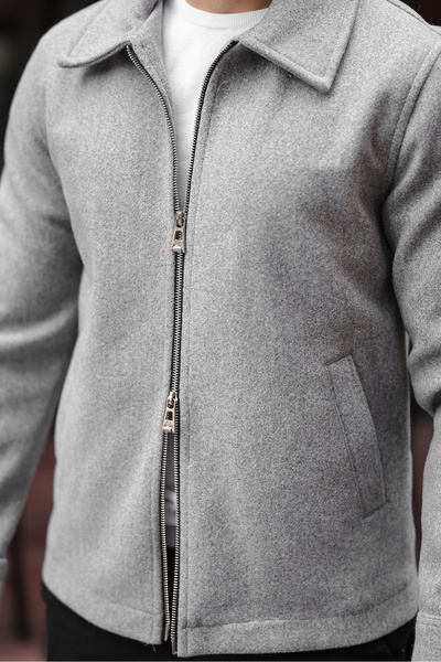 BASEL.CO Ανδρικό μπουφάν με διπλό φερμουάρ με λεπτομέρεια βασικής κασέ - στυλ Old Money