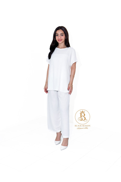 Black Season Black and white half-sleeve under-abaya set | - from Black |