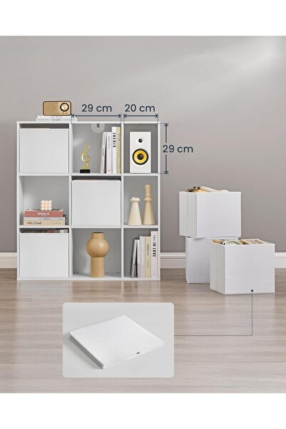 SONGMICS Modular Shelving Unit 9 Compartments with 6 Drawers, Chipboard and MDF, 83x27x92 cm, White
