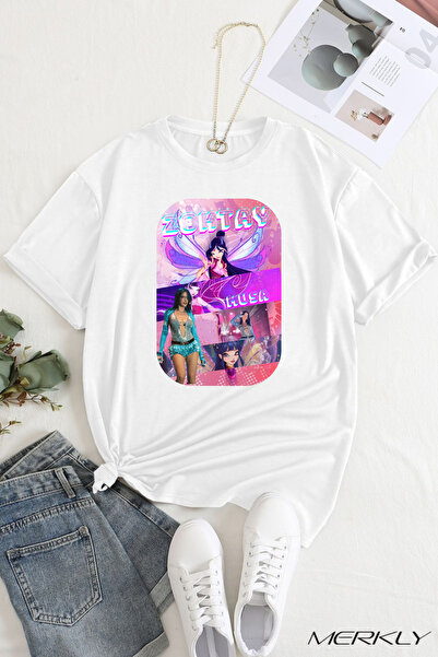 barsdepo Tricou Manifest Winx cu imprimeu , supradimensionat Tricou alb unise...