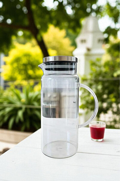 Home Lumora Krom Kapaklı Isıya Dayanıklı Borosilikat Süzgeçli Cam Sürahi 1500 ml