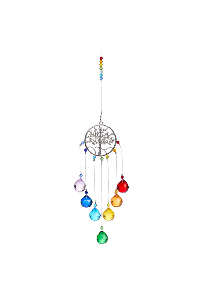 Onuvio Decor suspendat Copacul Vieții cu cristale K9, SunCatcher DreamCatcher, 7 chakre, clopoței de vânt