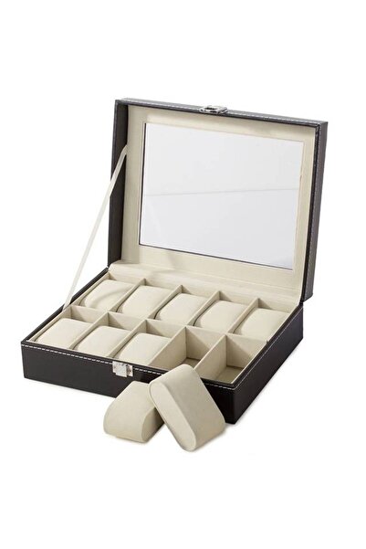 KESNUP Cutie de depozitare pentru ceasuri din piele neagră