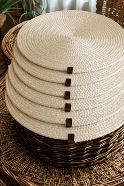 Salvia Dione 6-Piece Wicker Placemats, Jute American Service Plate Mats - Lux Tableware Presentation Stain Resistant - 6 Jute Placemats