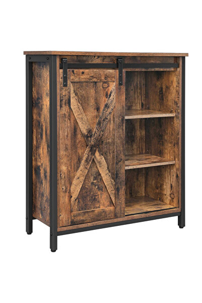 VASAGLE Μπουφές με συρόμενη πόρτα και ρυθμιζόμενα ράφια, βιομηχανικού στιλ, 7...