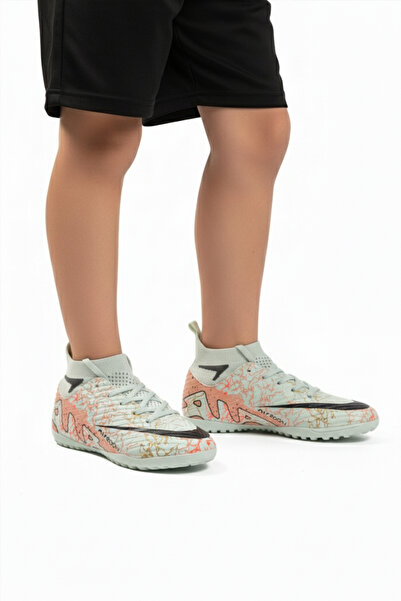 AYAKMOD Pantofi pentru teren de covor pentru copii, verde apă, violet, cu șos...