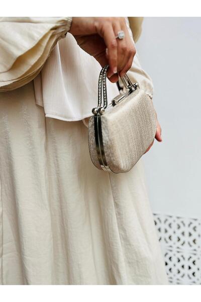 Çanta Trend Women's 2-Strap Evening Bag with Stone and Chain Detail