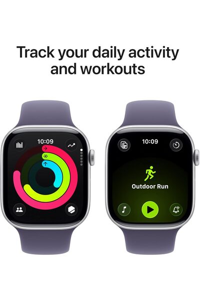 Apple Watch Series 11 GPS 42mm Silver Aluminium Case with Purple Fog Sport Band - S/M