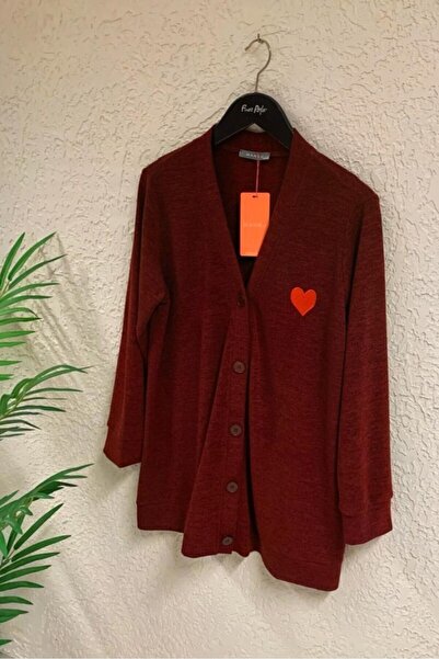 Büyük Moda Heart Embroidered Knitwear Cardigan
