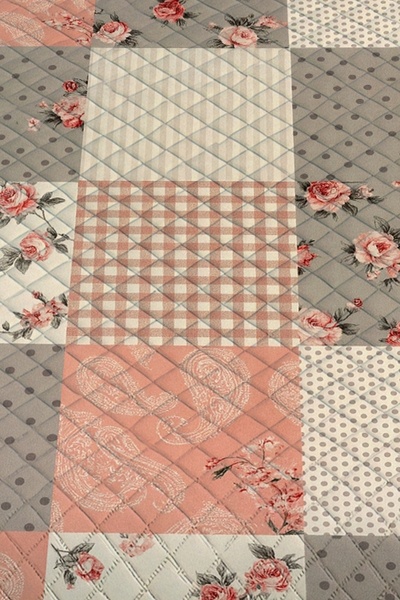3D ELSE HALI Gray Pink Retro Floral Pattern Single Pique Set Bedspread