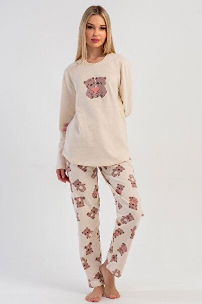 VİENETTA طقم بيجامة نسائية قطنية بأكمام طويلة، 504028