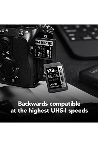 Lexar بطاقة ذاكرة Professional Silver PRO 128GB | سرعة 280MB/s | تسجيل فيديو 4K و8K