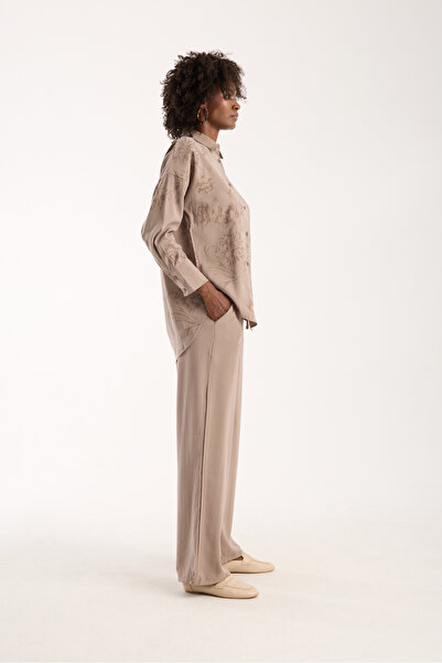 DeChival Women's Shirt and Casual Suit - Pants and Shirt Two-Piece Set - Long Shirt Suit