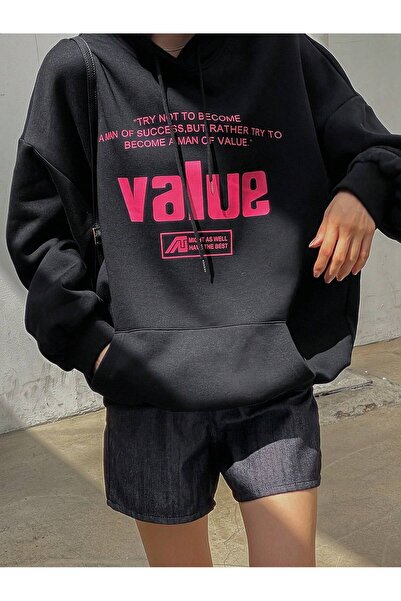 StartMore Casual Thickened Fleece Slogan Print Drawstring Hoodie, Autumn/Wint...