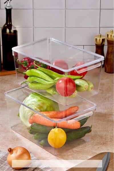 HSDemirci 2 Lid Refrigerator Organizer & Refrigerator Organizer 6 Lt