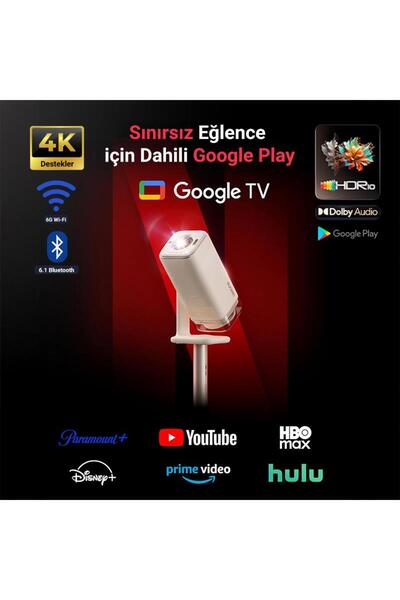 Vankyo Aurzen Boom Air Android Google TV 4K Destekli Projeksiyon Cihazı +HDR10+ToF Auto Focus+Auto K