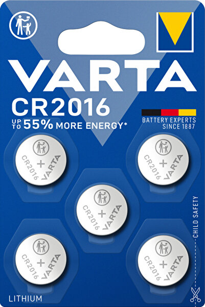Varta Button cell batteries CR 2016, 90 mAh, 5 pcs