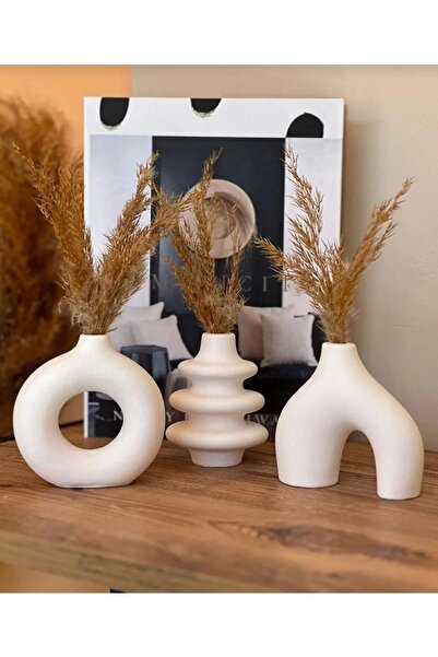EVROSİ Kuru Bitki için 3lü Minimal Pinterest Vazo