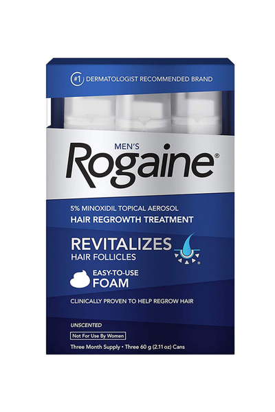 Rogaine علاج اعادة نمو الشعر للرجال من روجين 5% مينوكسيديل بخاخ موضعي رغوة عبوة 3 قطع روجين