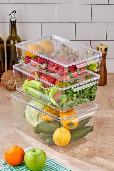 Depa 3-Piece Refrigerator Organizer Mix Set (3 Lt + 4.5 Lt + 6 Lt)