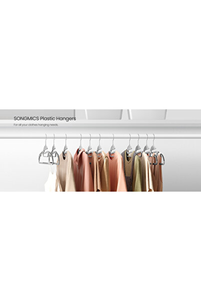 OEM SONGMICS Set of 50 Clothes Hangers, Non-Slip, Tie Bar and Swivel Hook, 42