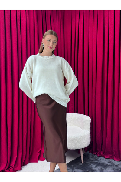 Neva Wear Women's Oversize Casual Knit Sweater – Crew Neck Relaxed Fit