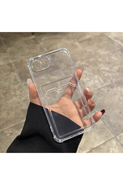 EDELFU حافظة هاتف آيفون 16E شفافة ذات حواف بارزة مع جيب ناعم لحمل البطاقات، ح...