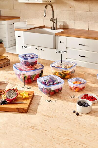 HSDemirci Square 10-Piece Vacuum Sealed Air-Tight Storage Container Set with Gaskets