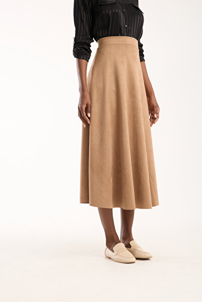Gugus Women's Long Suede Skirt Flawless/Mevlana Model 90 cm Full Length