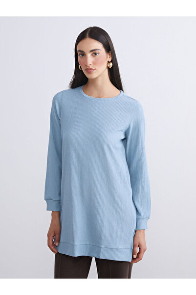 LC Waikiki Blue Crew Neck Textured Women's Tunic