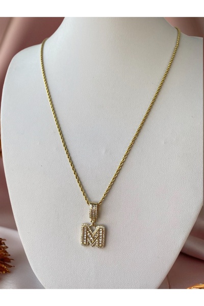 MODA M harfli Çelik Kolye
