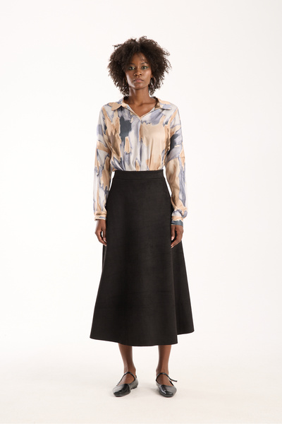 Gugus Women's Long Suede Skirt Flawless/Mevlana Model 90 cm Full Length