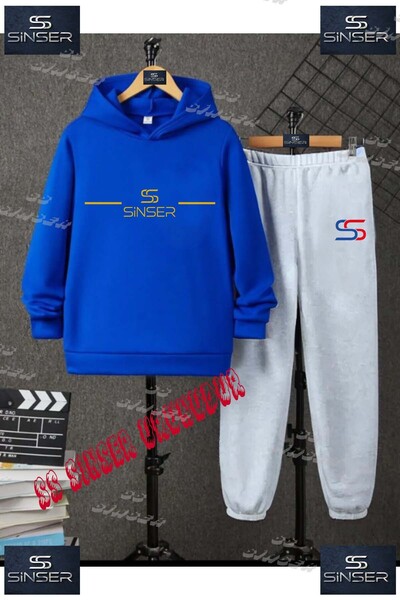 SS SİNSER Children's Unisex Printed Hooded Tracksuit Set with the Words "Ss S...