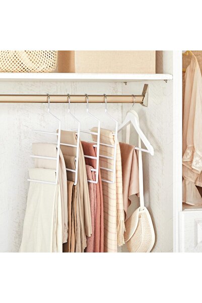 SONGMICS Set of 4 Trouser Hangers, Non-Slip, Holds 5 Pairs Per Hanger, 32cm, White