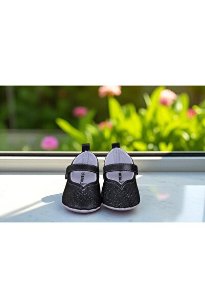 BEBLUXBABY Kalpli Simli Ekru Babet Bebek Ayakkabısı