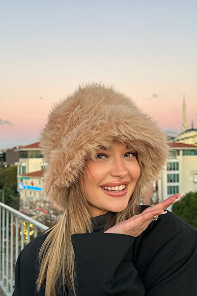 Mavelle Women's Brown Winter Bucket Hat |   Faux Fur Fashion Hat |   Russian Style Kalpak