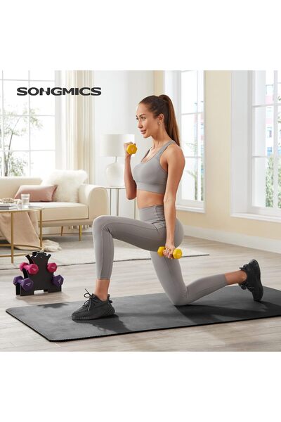 SONGMICS Set de 6 gantere hexagonale cu suport, 2x1kg 2x1.5kg 2x2 kg, multicolore