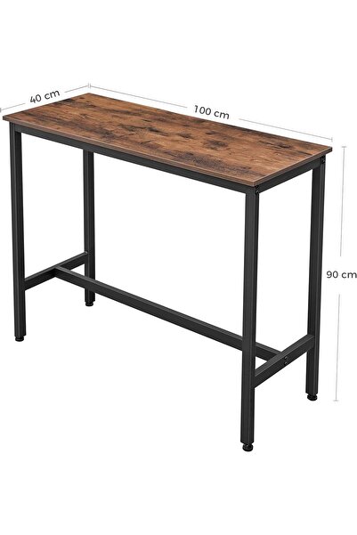 VASAGLE High bar table, metal frame, industrial design, 100x40x90cm, rustic brown