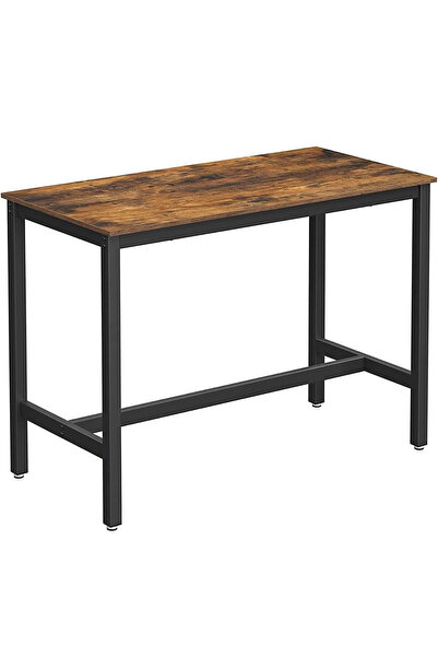 VASAGLE Masă de bar de bucătărie, dreptunghiulară, înaltă, cadru din oțel, 60x120x90cm, stil industrial, maro