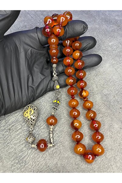 Mos Tespih Large Size High-End Crimped Amber Prayer Beads from the Old Collection
