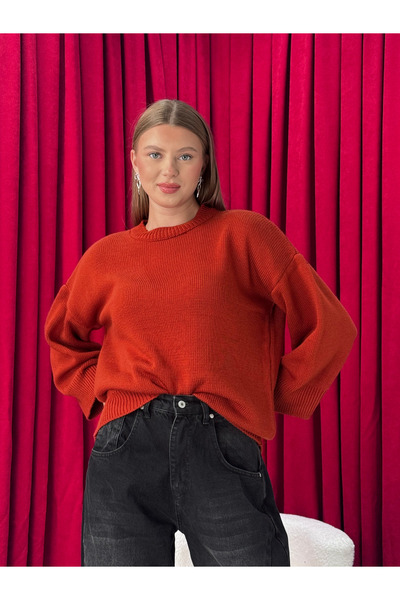 Neva Wear Women's Oversize Casual Knit Sweater – Crew Neck Relaxed Fit