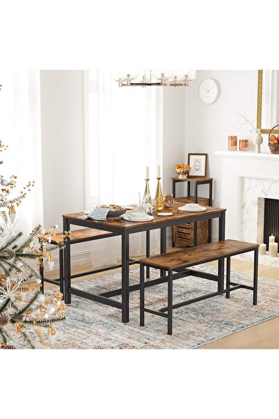 VASAGLE 4-seater kitchen table, metal frame, industrial style, 120x75x75 cm, rustic brown