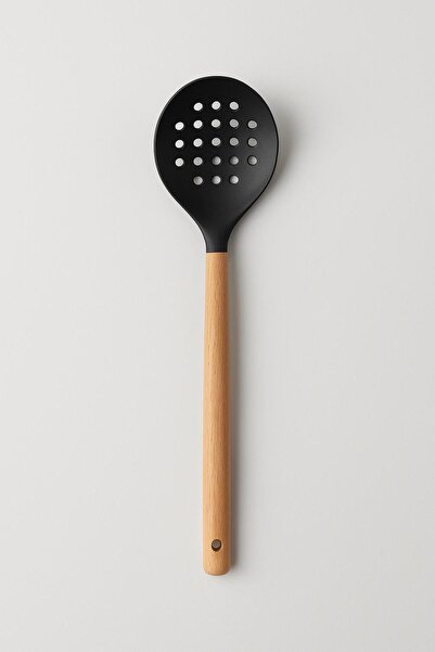 Hangora Black Silicone Colander with Bamboo Handle 9×32×3 cm