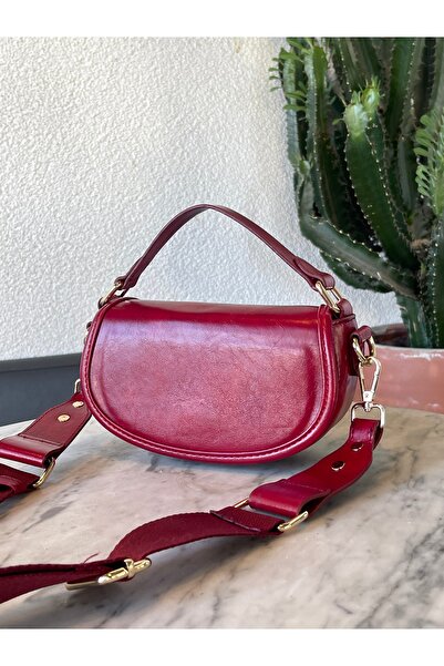 Crux Burgundy Women's Half Moon Model Hand and Shoulder Bag